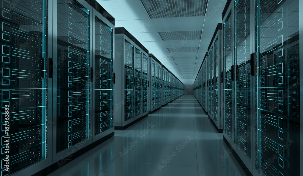 Server room data center interior 3D rendering Server room data center interior 3D rendering