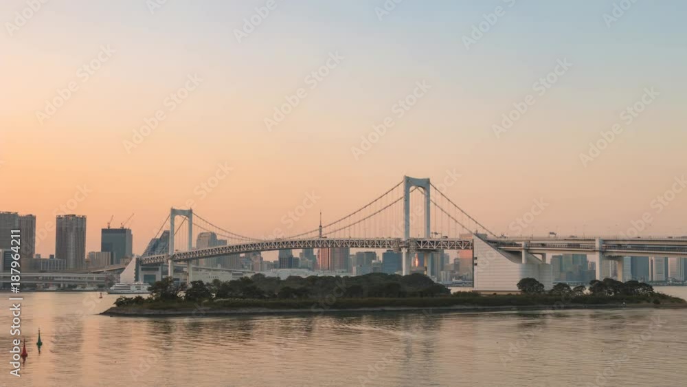 Tokyo sunset city skyline day to night timelapse at Rainbow Bridge, Odaiba, Tokyo, Japan 4K Time lapse Tokyo sunset city skyline day to night timelapse at Rainbow Bridge, Odaiba, Tokyo, Japan 4K Time lapse