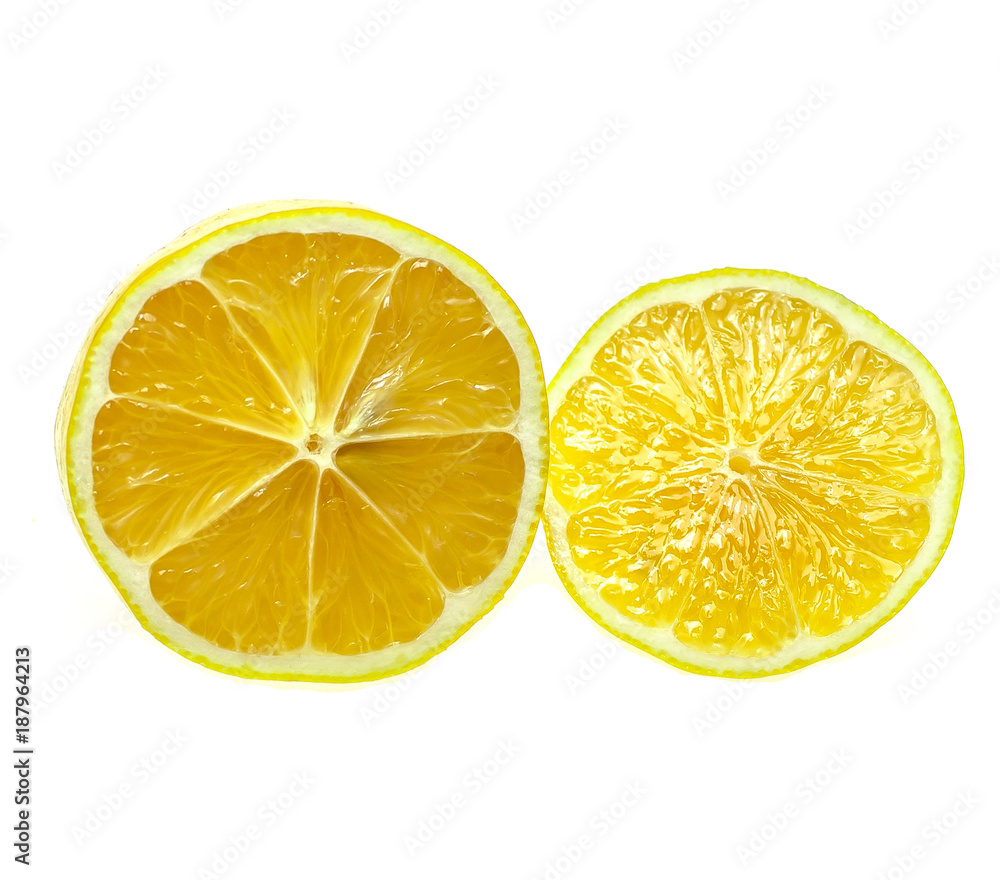 Lemon on a white background is cut