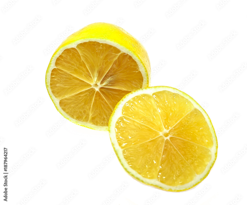 Lemon on a white background is cut Lemon on a white background is cut