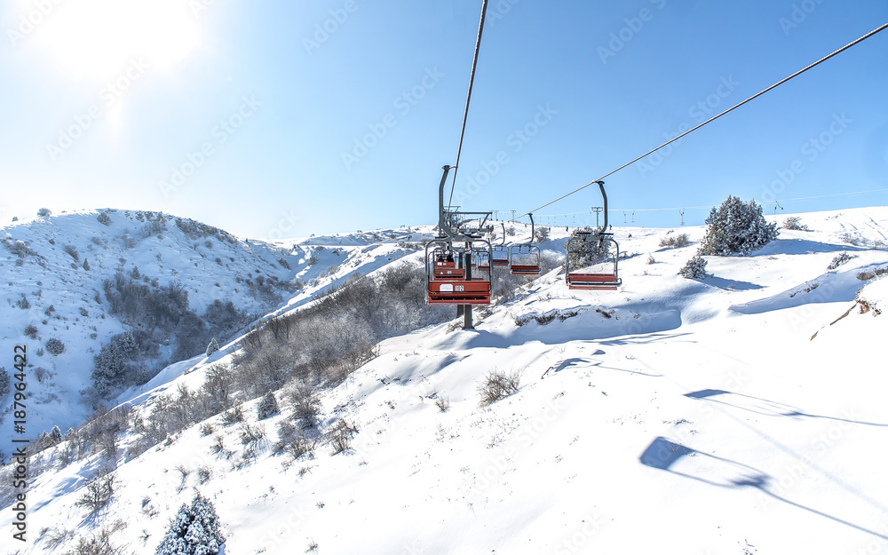 Snow-capped mountains at the ski resort Snow-capped mountains at the ski resort