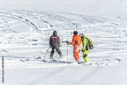 Skiing in the ski resort