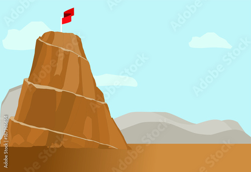 Mountain illustration vector isolated on blue sky