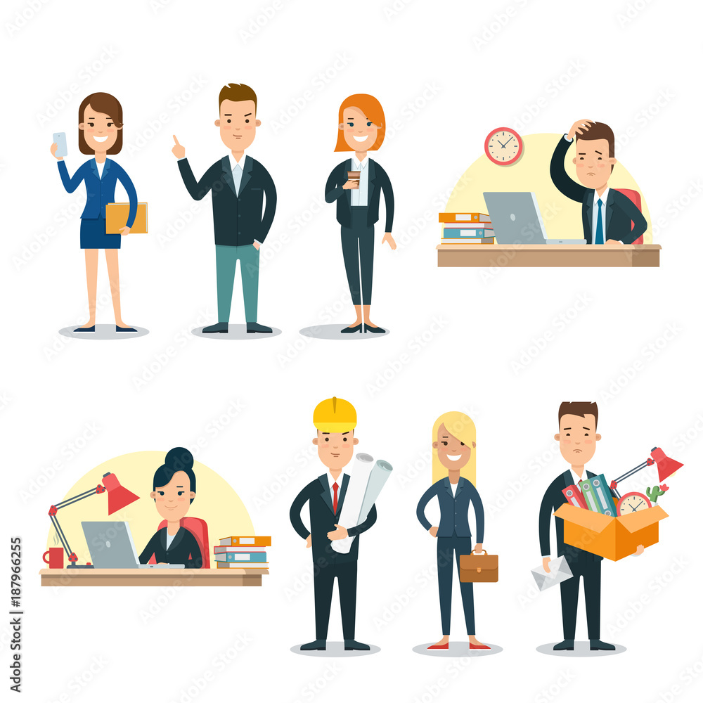 Flat business people characters vector icon set Flat business people characters vector icon set