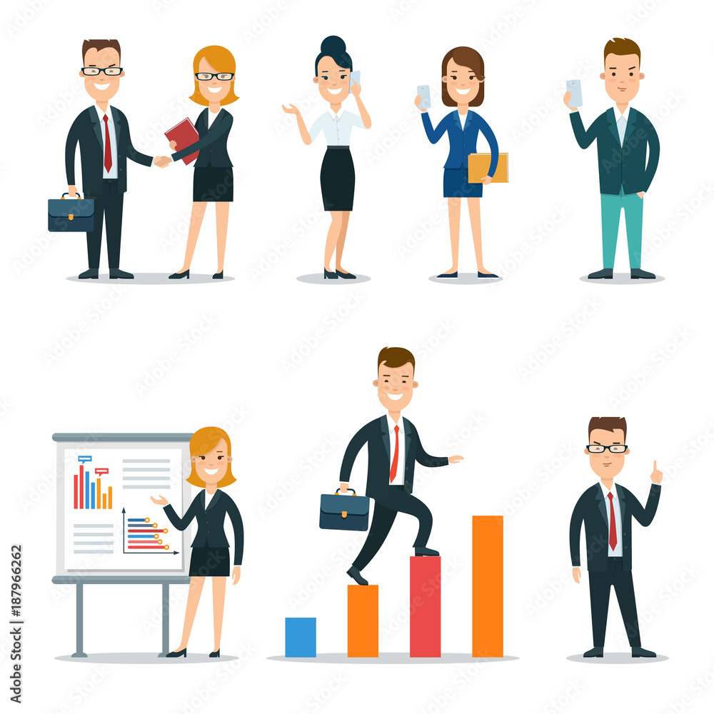 Flat business people characters vector icon set Flat business people characters vector icon set