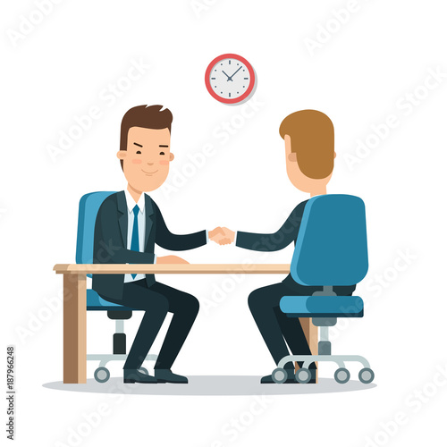 Flat vector negotiation handshake - success in business meeting