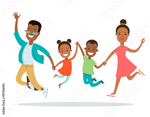Flat Family children vector parenting illustration Mother father