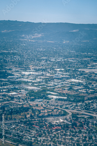 aerial fly over san jose california and silicone valleyac