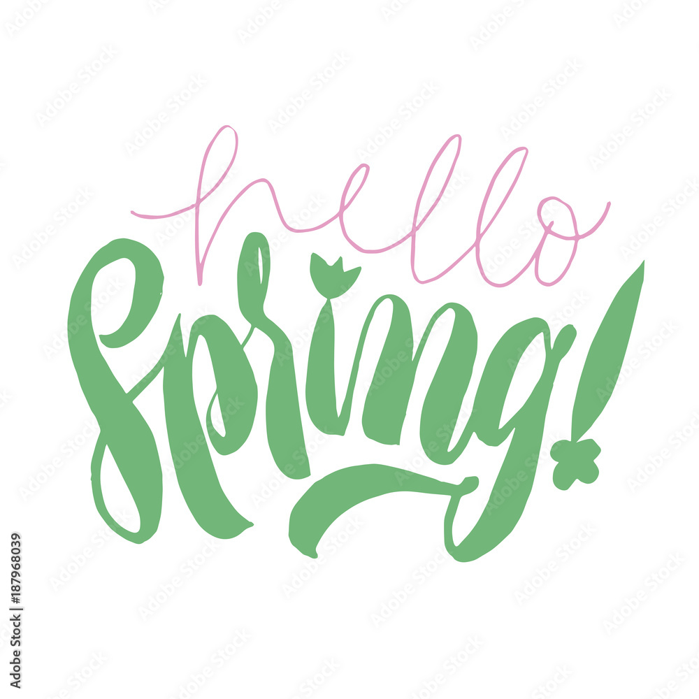 Fototapeta premium Hello welcome spring lettering