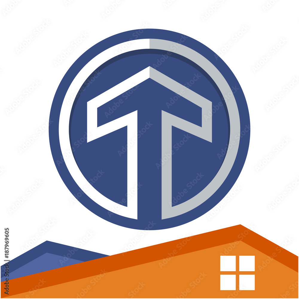 Circle logo icon for business development of construction services, with the initial of the letter T Circle logo icon for business development of construction services, with the initial of the letter T