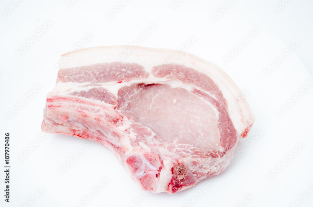 fresh pork steak on a white background fresh pork steak on a white background