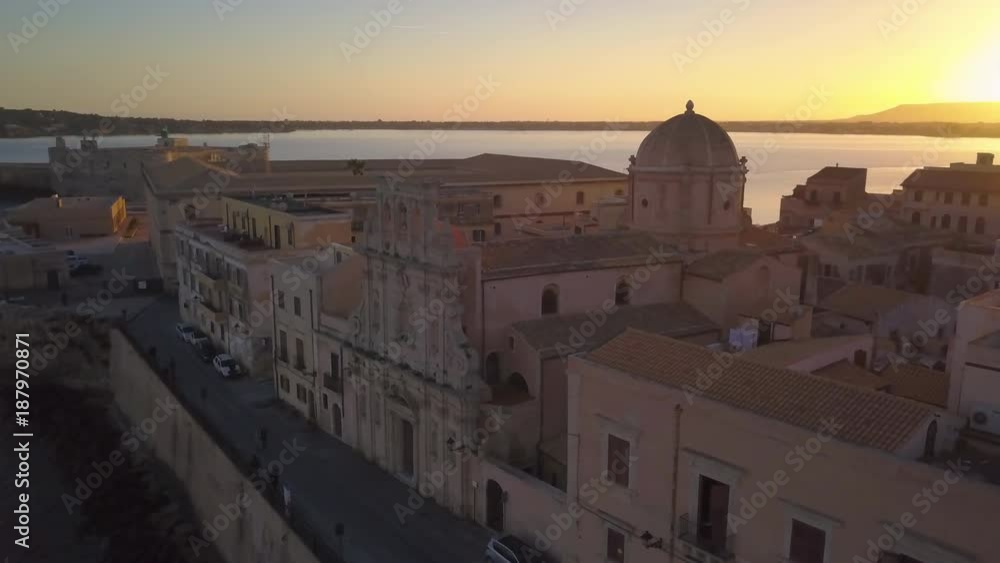 sunset orbiting clockwise around Ortygia church sunset orbiting clockwise around Ortygia church