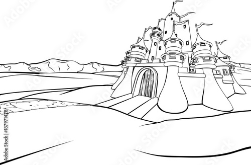Cartoon Castle Scene Backgr...