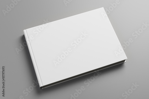 Empty white book on gray background
