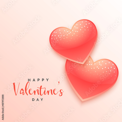 Billede på lærred Beautiful shiny teo red hearts love background