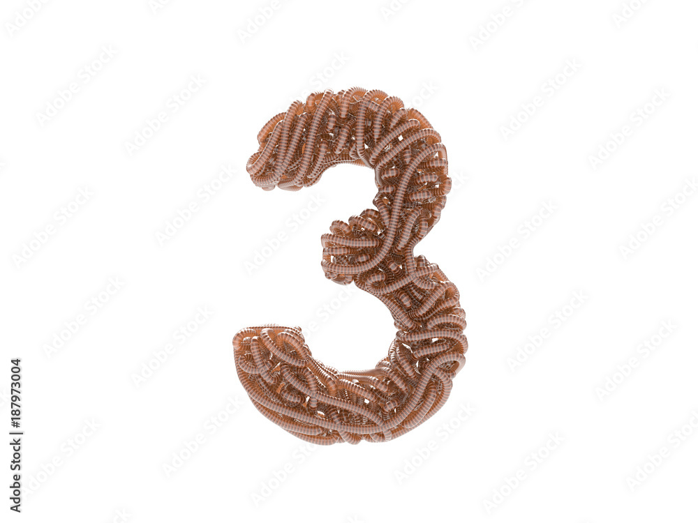 Abstract alphabet. Worms font. Number 3 Abstract alphabet. Worms font. Number 3
