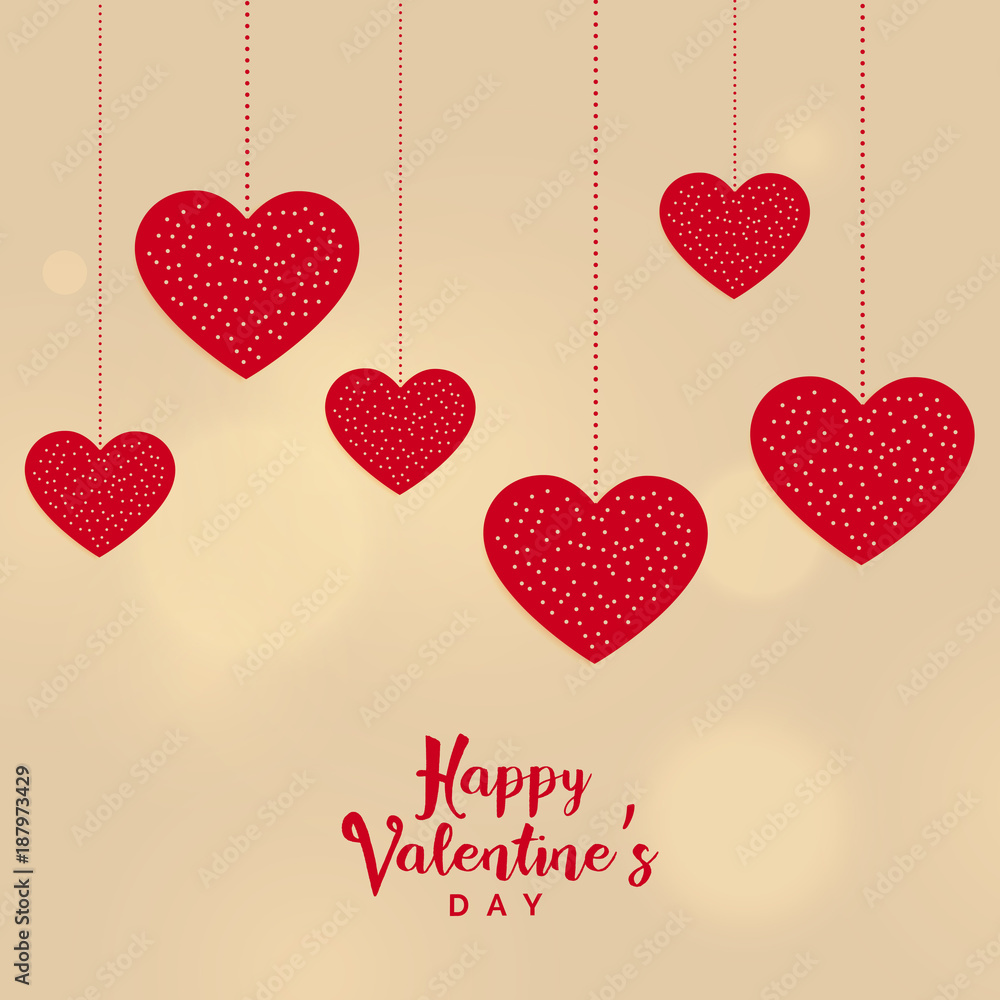happy valentine's day hanging hearts background