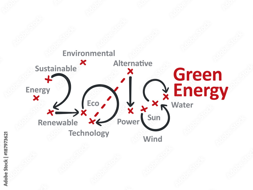 Green Energy 2018 red marks white background vector Green Energy 2018 red marks white background vector