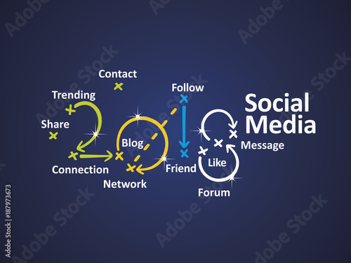 Social Media 2018 blue background vector