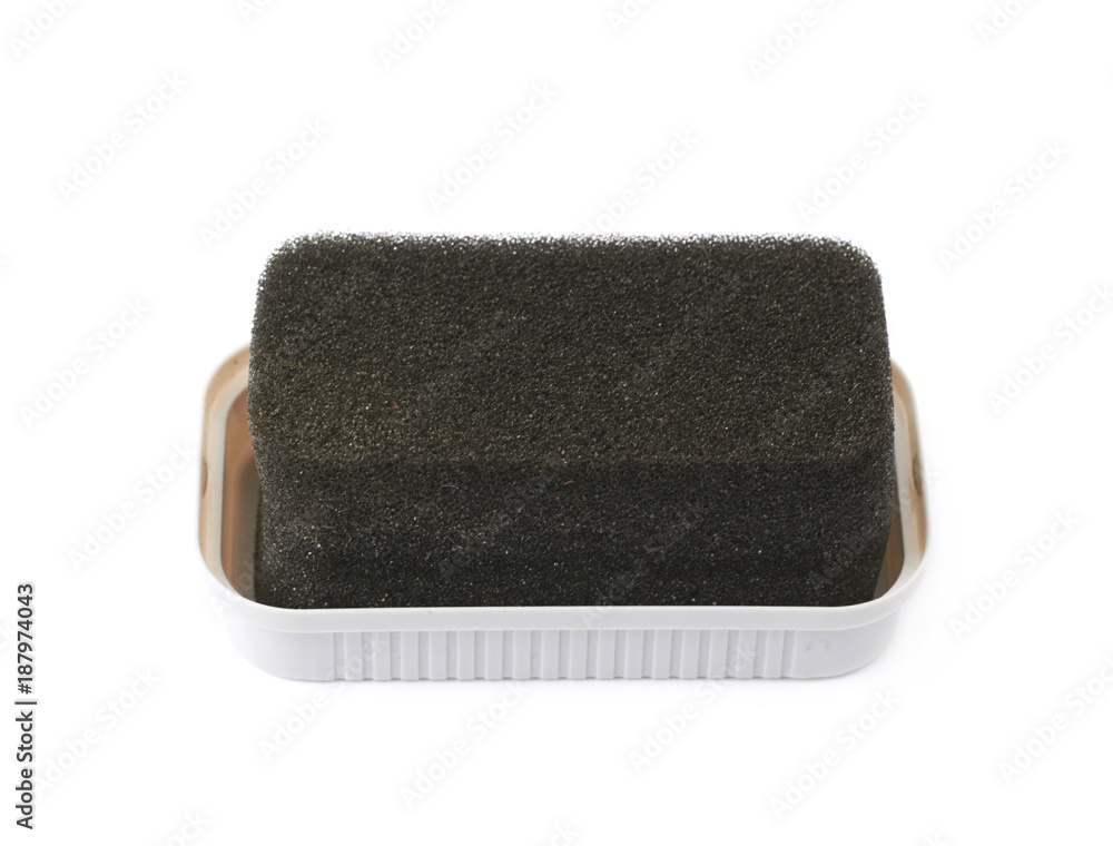 Black shoe shine sponge isolated Black shoe shine sponge isolated