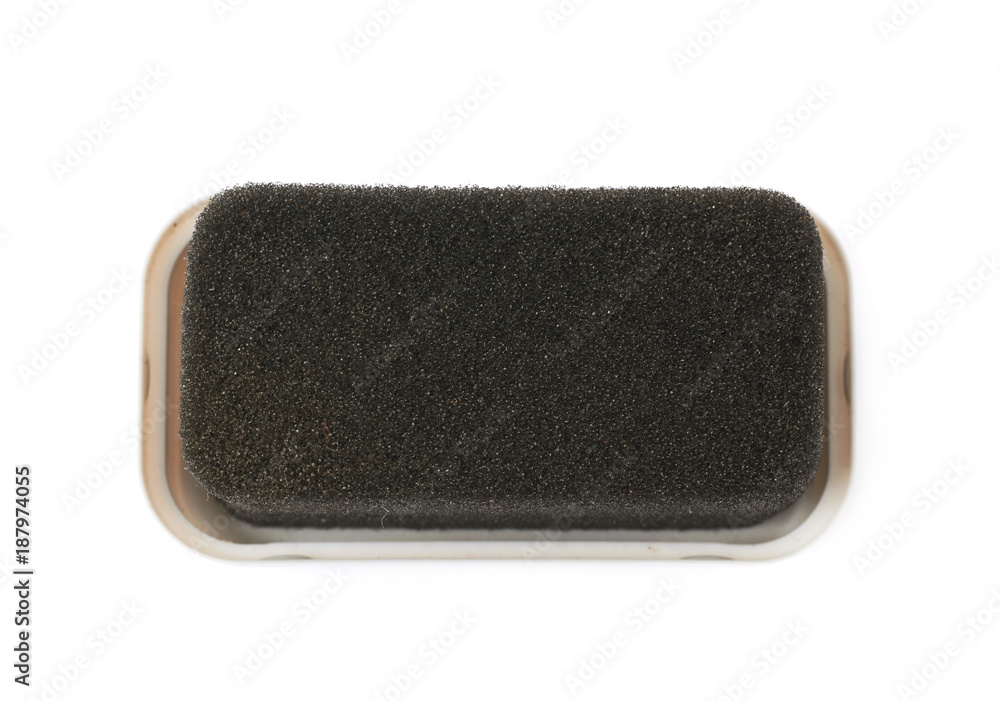 Black shoe shine sponge isolated Black shoe shine sponge isolated
