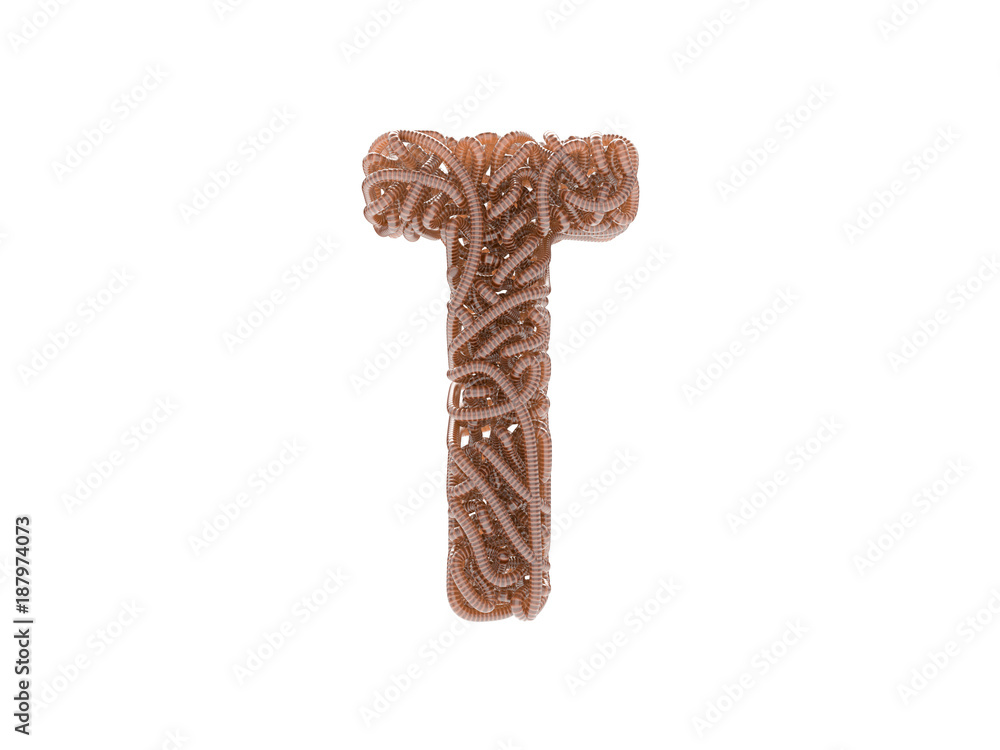 Abstract alphabet. Worms font. Letter T Abstract alphabet. Worms font. Letter T