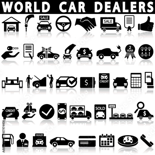 Car dealership icons set