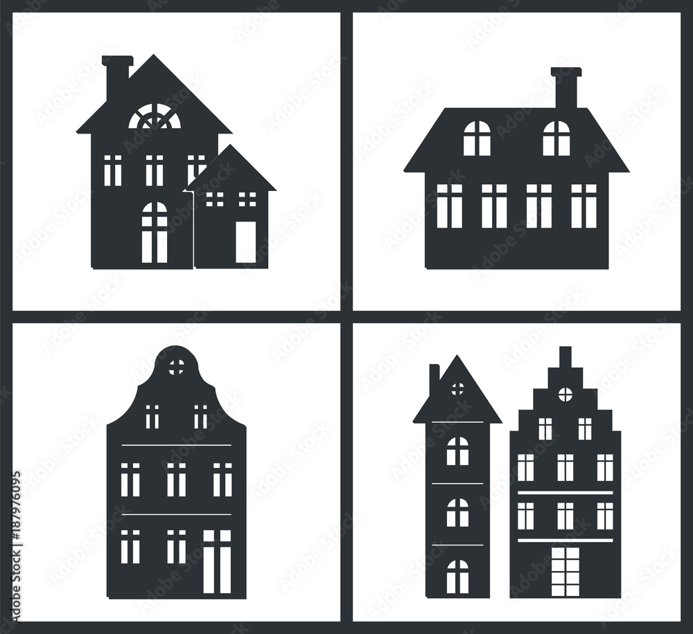 Black Silhouettes of Buildings Vector Illustration