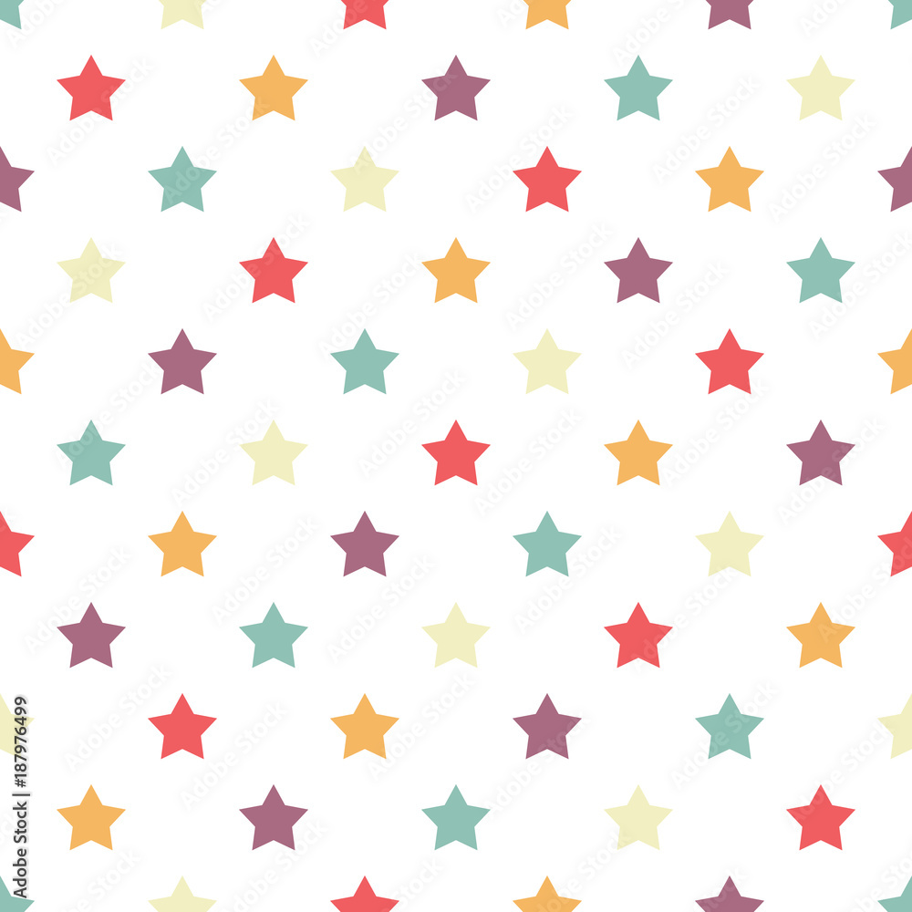 Fashionable geometric seamless pattern. Multicolored stars. Fashionable geometric seamless pattern. Multicolored stars.