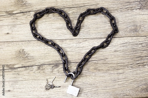Chain heart shape with open lock
