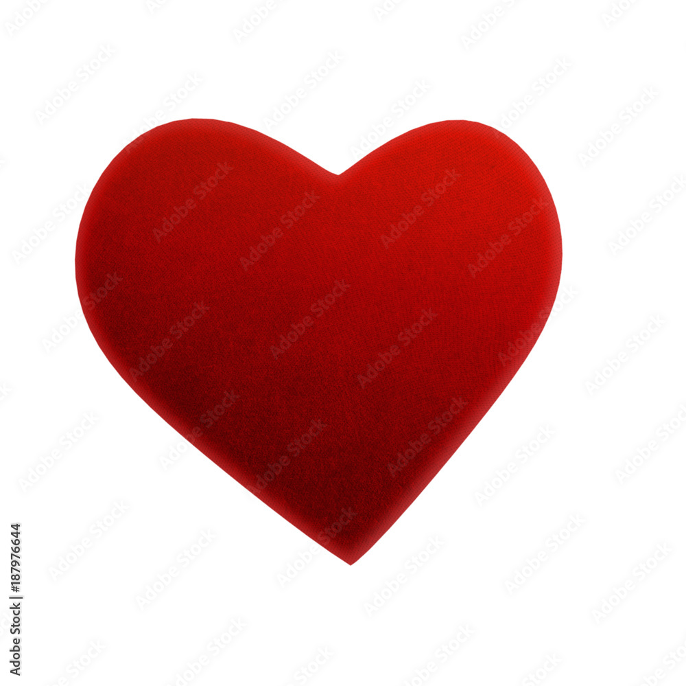 Red Velvet heart isolated on white background