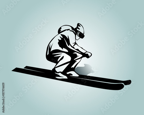 Vector silhouette of skier
