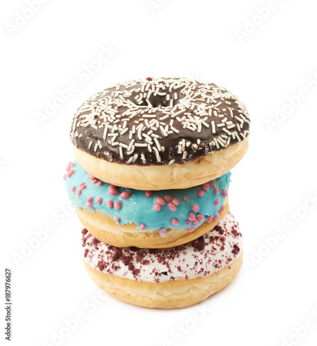 Stack of glazed donuts isolated