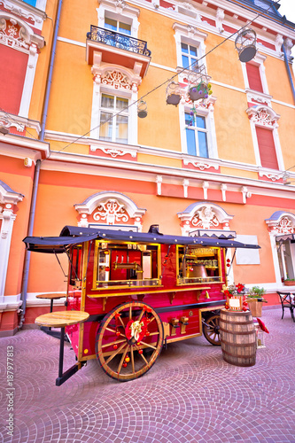 Christmas kiosk wagon street view in Opatija