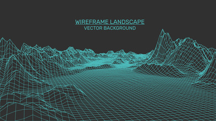 Papier peint photo Gris Abstract landscape background. Mesh structure. Polygonal wireframe background. 3d technology vector illustration  © slyvchuk