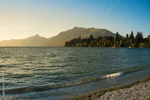 Wakatipu lake in Queentown South Island New Zealand natural landscape