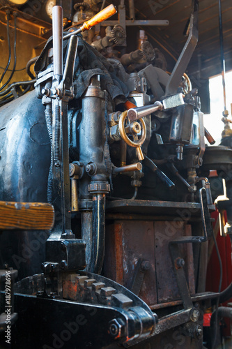 Interior of an old steam locomotive