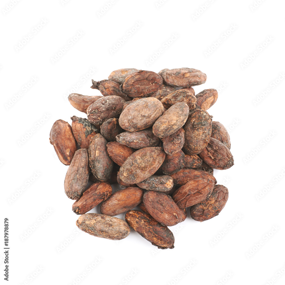Pile of cocoa beans isolated Pile of cocoa beans isolated