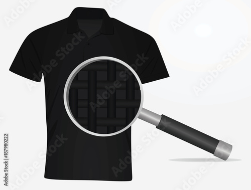 T shirt and magnifying glass. fiber structure. vector illustration