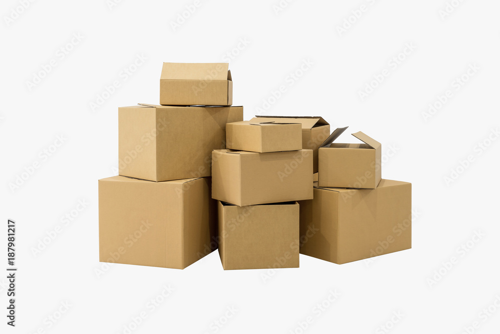 Stack of cardboard boxes in empty room Stack of cardboard boxes in empty room