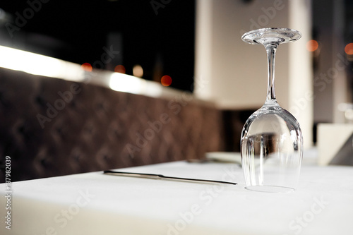 Photo of wine glass  upside down