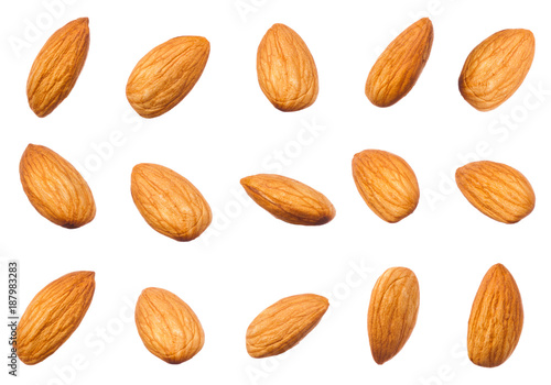 Wallpaper Mural Raw almonds nuts different shape isolated on white Torontodigital.ca
