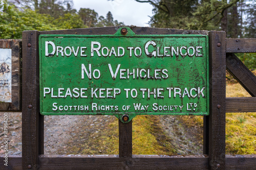 Sign for hikers on the West Highland Way, Scotland