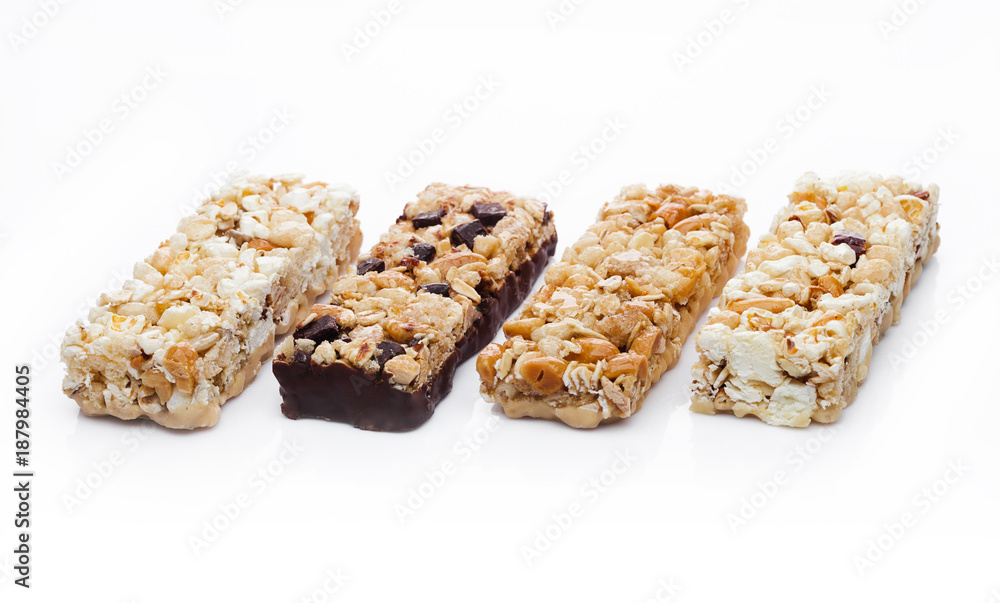 Protein cereal energy bars with nuts and caramel Protein cereal energy bars with nuts and caramel