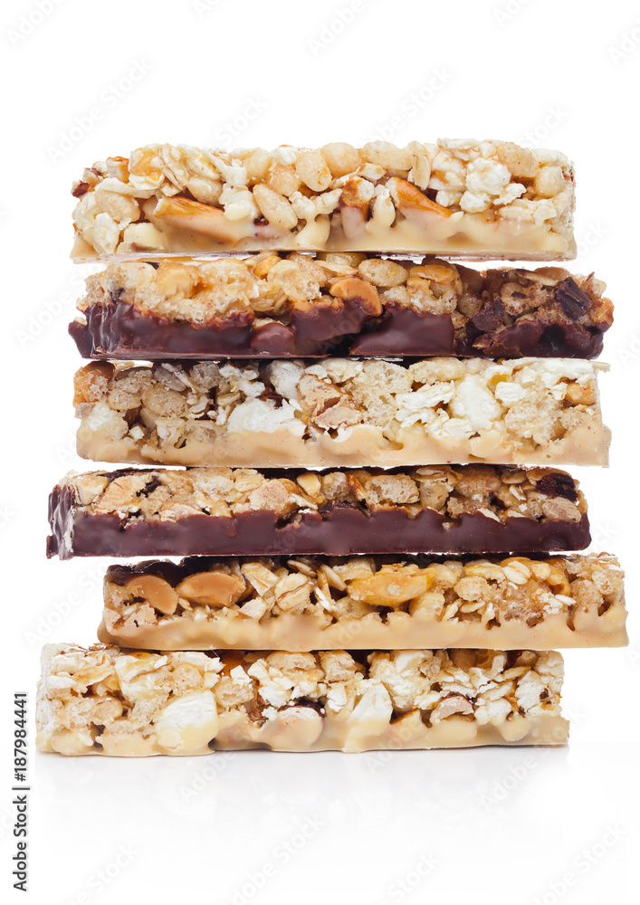 Protein cereal energy bars with nuts and caramel Protein cereal energy bars with nuts and caramel