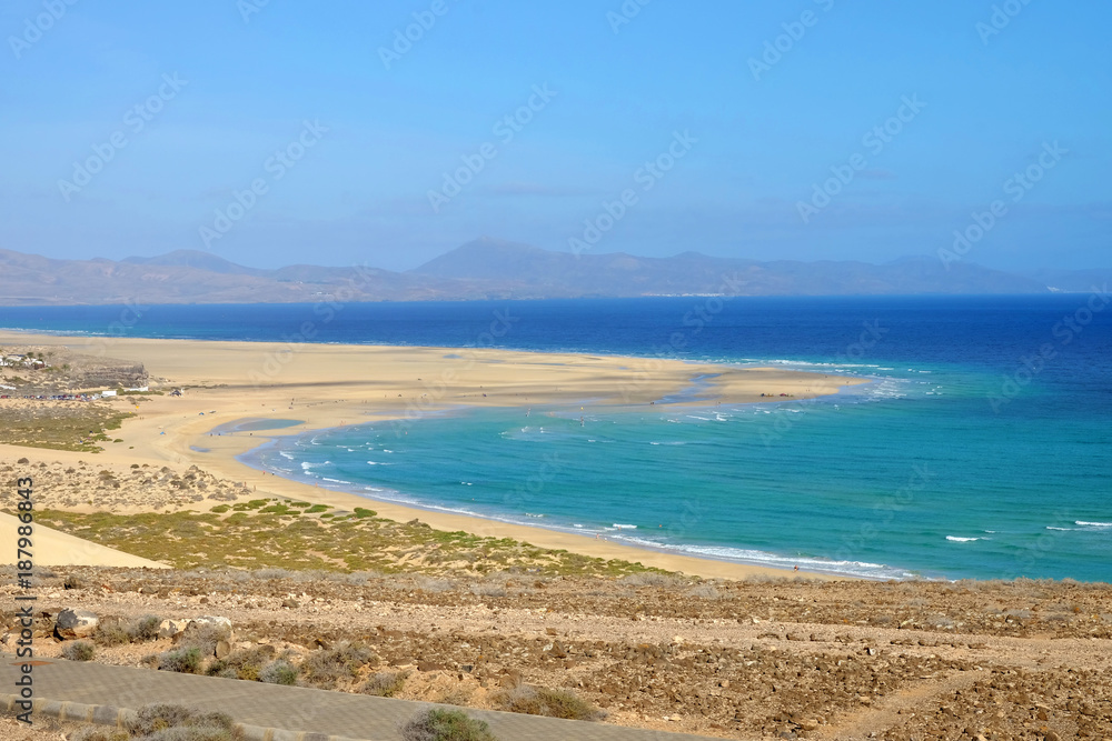 Beach Playa de Jandia - Playa de Sotavento on Fuerteventura, Spain.