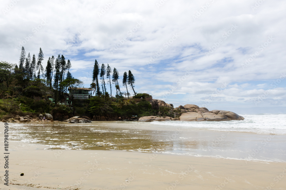 JOAQUINA BEACH, BRAZIL, December 05, 2016: View from Joaquina beach in Santa Catarina. JOAQUINA BEACH, BRAZIL, December 05, 2016: View from Joaquina beach in Santa Catarina.