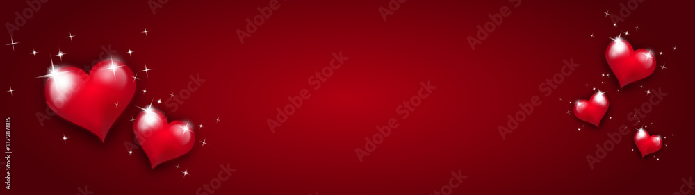 Valentine web banner with red hearts Valentine web banner with red hearts