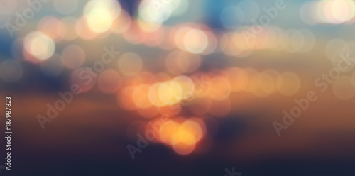 panorama, blurry abstract background with bokeh effect, sunset and sunrise