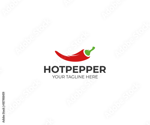 Chili pepper logo template. Spicy vegetables vector design. Food illustration